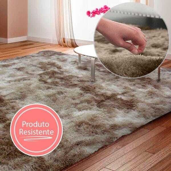 Tapete Peludo Aconchego Bege Casa Dona 2,00x2,50m Macio para Sala