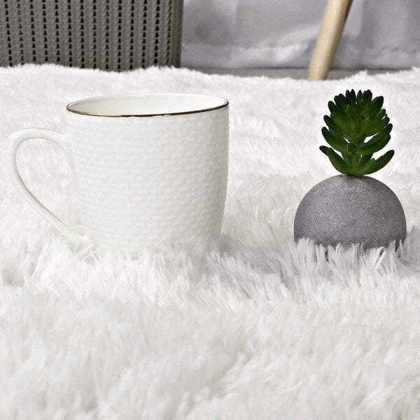 Tapete Felpudo Macio Branco 3,00x2,00m para Sala e Quarto