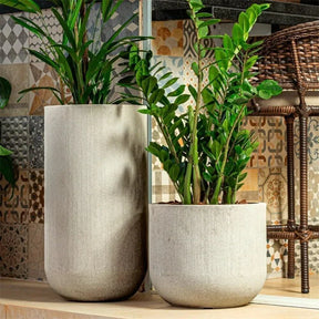 Vaso Fringe Cilíndrico 36 Off-White Japi Elegante Polietileno