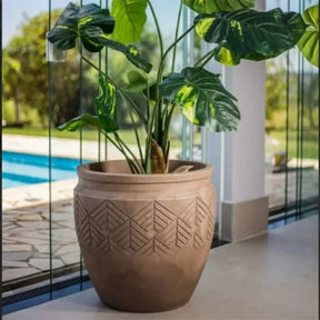 Vaso Grande Tribo 55 Japi Polietileno Cimento Queimado Texturizado