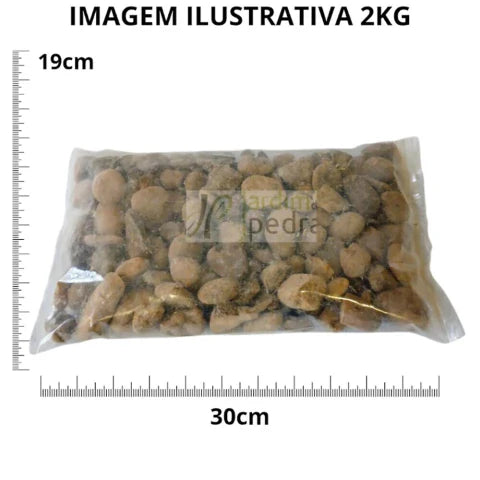 Seixo Coquinho Escuro N°1 2kg Pedra Natural Para Decoração Paisagismo