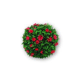 Buxinho Artificial Redondo com Rosas Pink 28cm Anti-UV Realista