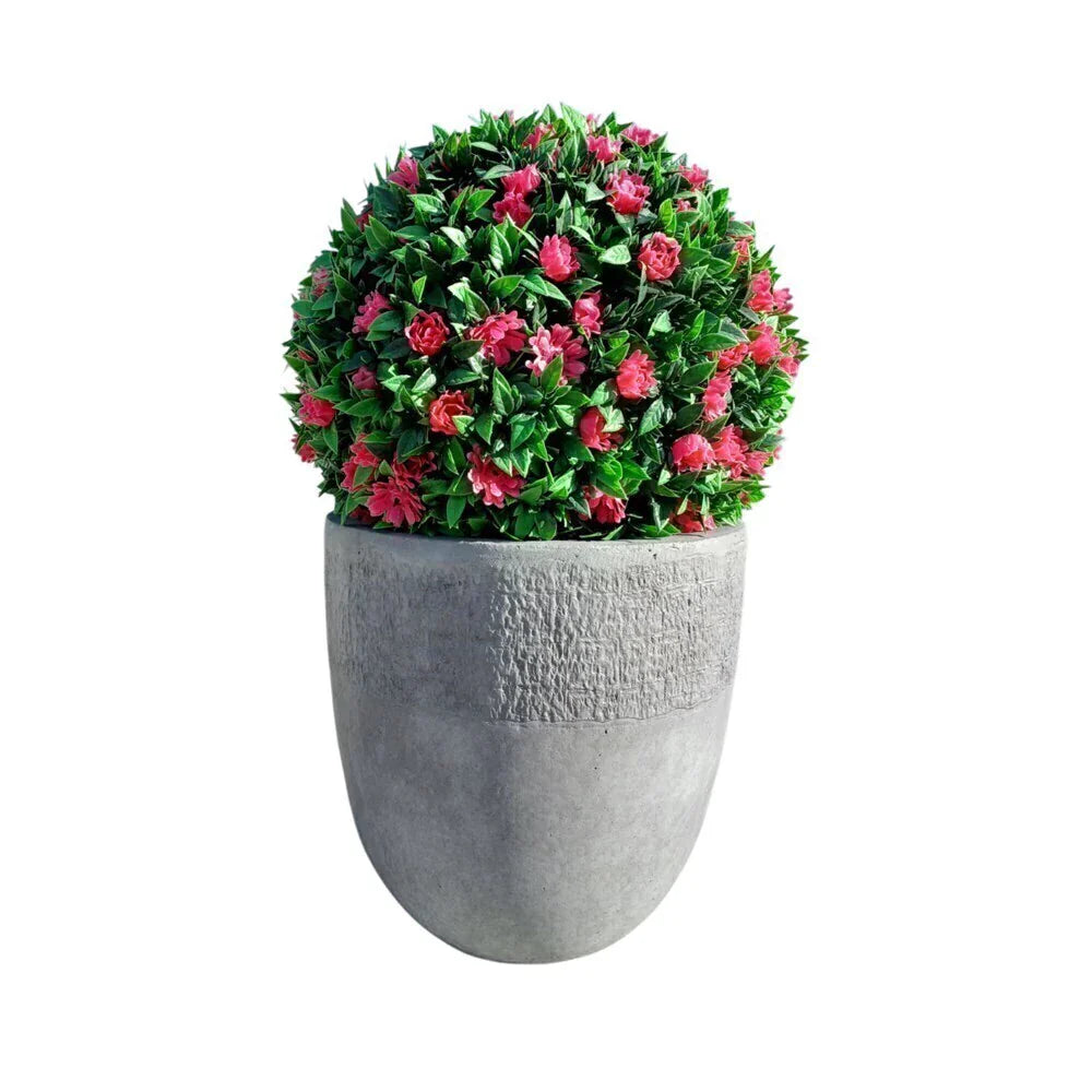 Buxinho Artificial Redondo com Rosas Pink 28cm Anti-UV Realista