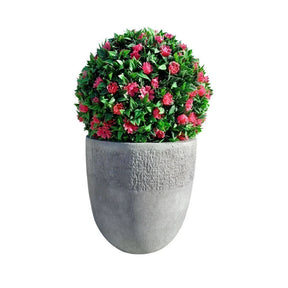 Buxinho Artificial Redondo com Rosas Pink 28cm Anti-UV Realista