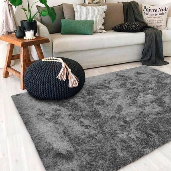 Tapete de Sala Peludo Fofinho Cinza Casa Dona 1,00x1,50m