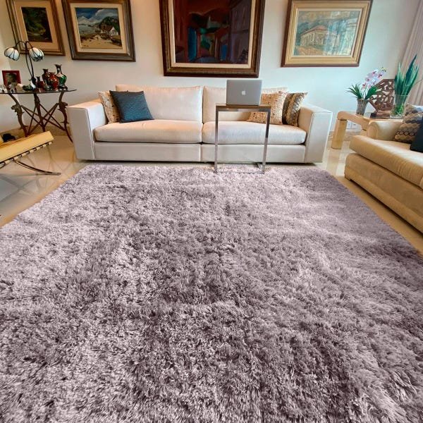 Tapete Felpudo Cinza Antiderrapante Casa Dona para Sala e Quarto