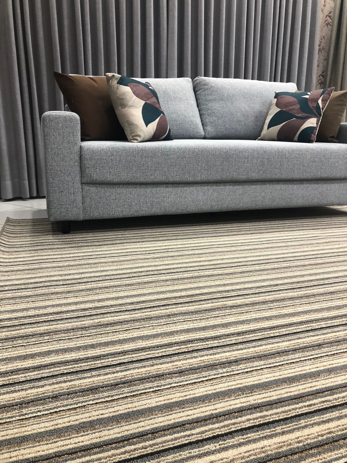 Tapete Aruba Arrecife São Carlos Listrado Moderno Lavável e Resistente