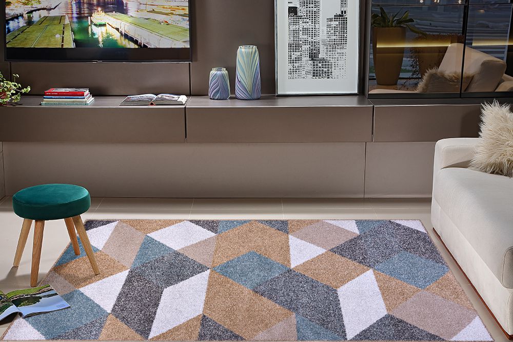 Tapete Classic Maiorca Caramelo e Azul J. Serrano Macio