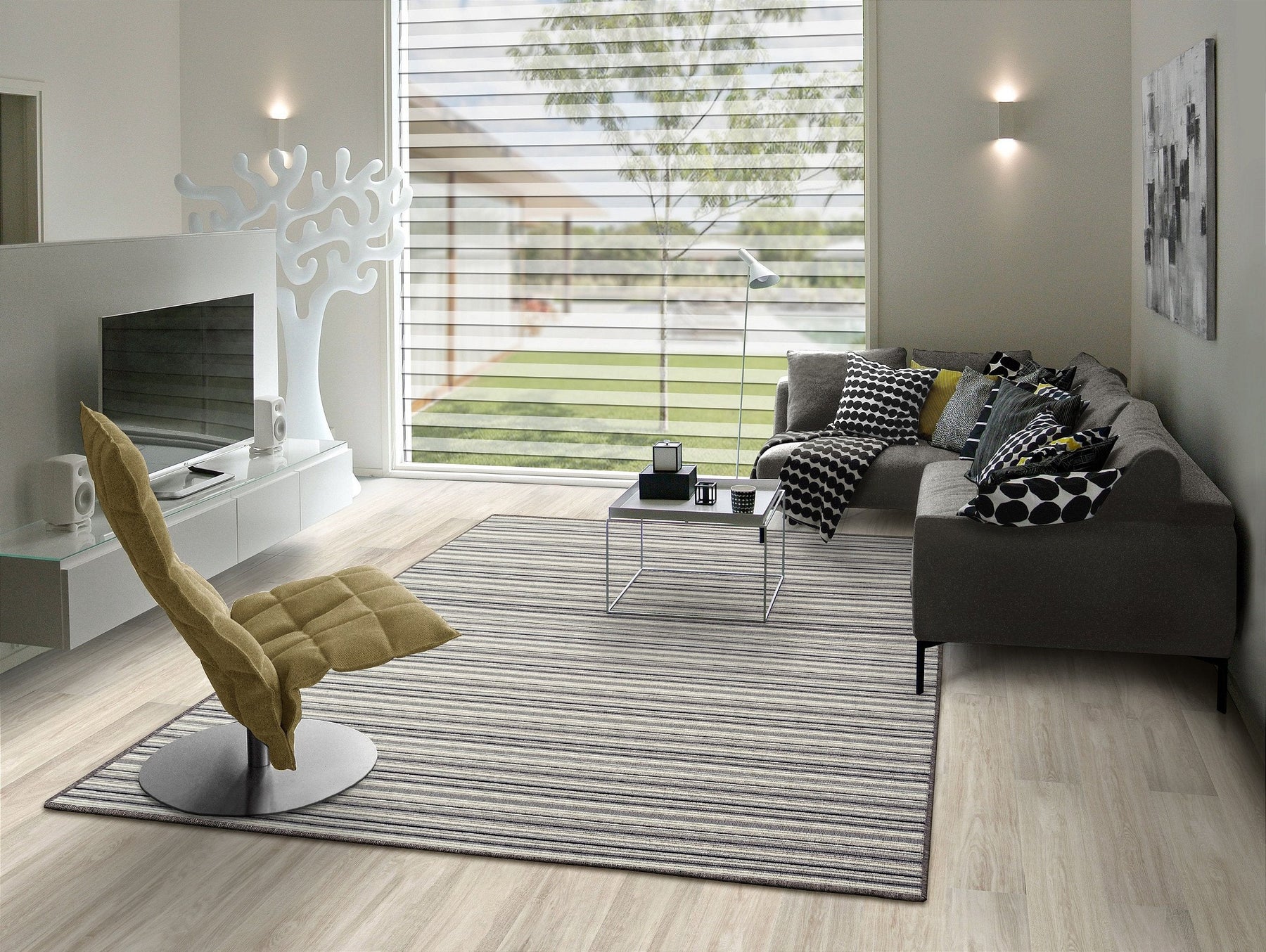 Tapete Aruba Arrecife São Carlos Listrado Moderno Lavável e Resistente