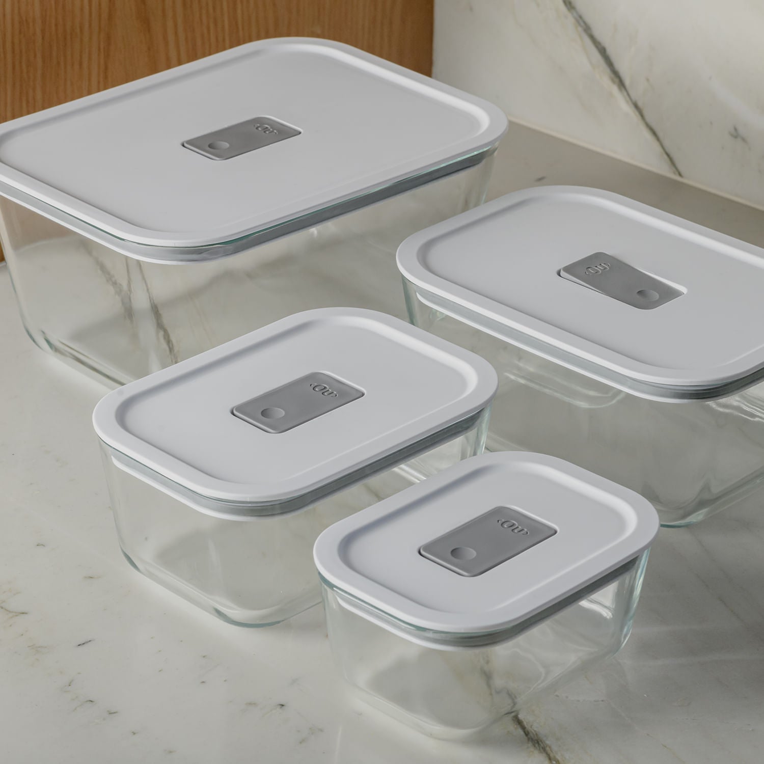 Kit 4 Potes de Vidro Hermético Ou Fresh Lock para Cozinha