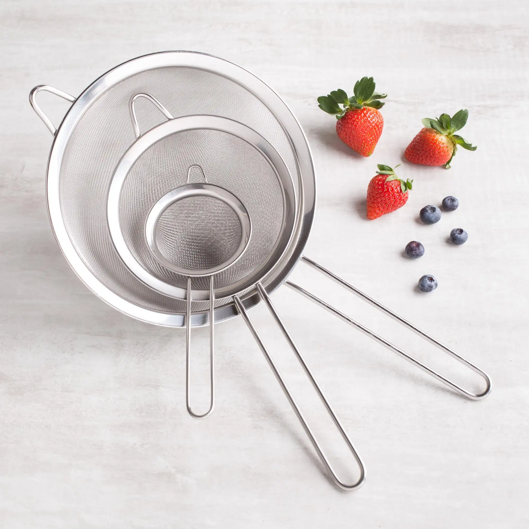Kit 3 Peneiras Profissionais em Aço Inox Utifácil para Cozinha